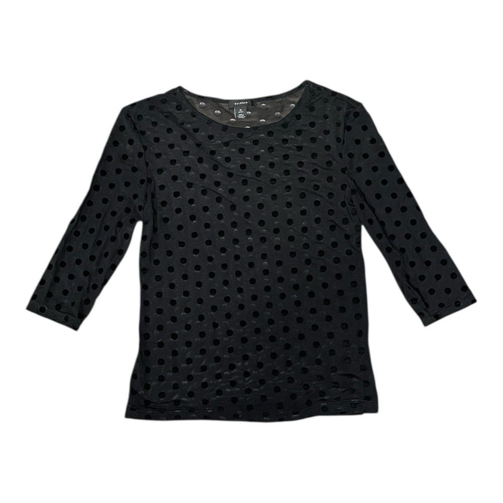 Halogen Black Sheer Lightweight Polkadot Top‎ Size PM